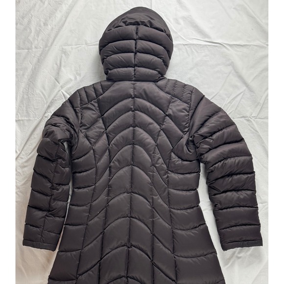 Patagonia Women Down Long Puffer Coat downtown Loft chocolate Brown Sz M Hooded - Picture 15 of 16